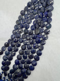 Lapis Lazuli 14mm faceted coin Shape, Lapis Lazuli faceted Briolette  . Length 10 Inch, origin Afghanistan, Lapis with pyrite