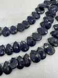 Lapis Lazuli 15X20MM faceted pear shape, Lapis Lazuli faceted Briolette . Length 10 Inch, origin Afghanistan.