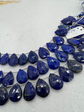 Lapis Lazuli 14X19 MM faceted pear shape, Lapis Lazuli faceted Briolette . Length 10 Inch, origin Afghanistan. AAA quality