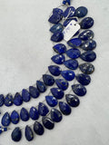 Lapis Lazuli 14X19 MM faceted pear shape, Lapis Lazuli faceted Briolette . Length 10 Inch, origin Afghanistan. AAA quality