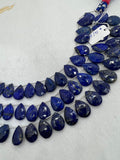 Lapis Lazuli 14X19 MM faceted pear shape, Lapis Lazuli faceted Briolette . Length 10 Inch, origin Afghanistan. AAA quality