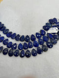 Lapis Lazuli 14X19 MM faceted pear shape, Lapis Lazuli faceted Briolette . Length 10 Inch, origin Afghanistan. AAA quality