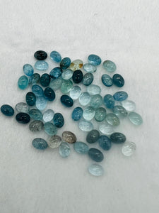 Aquamarine 5X7MM Oval Cabs- Aquamarine cabochon Pack of 5 Pcs Good Quality cabs- Blue Aquamarine, origin Nigeria