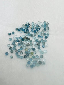 Aquamarine 3MM Round Cabs- Aquamarine cabochon Pack of 8 Pcs Good Quality cabs- Blue Aquamarine, origin Nigeria