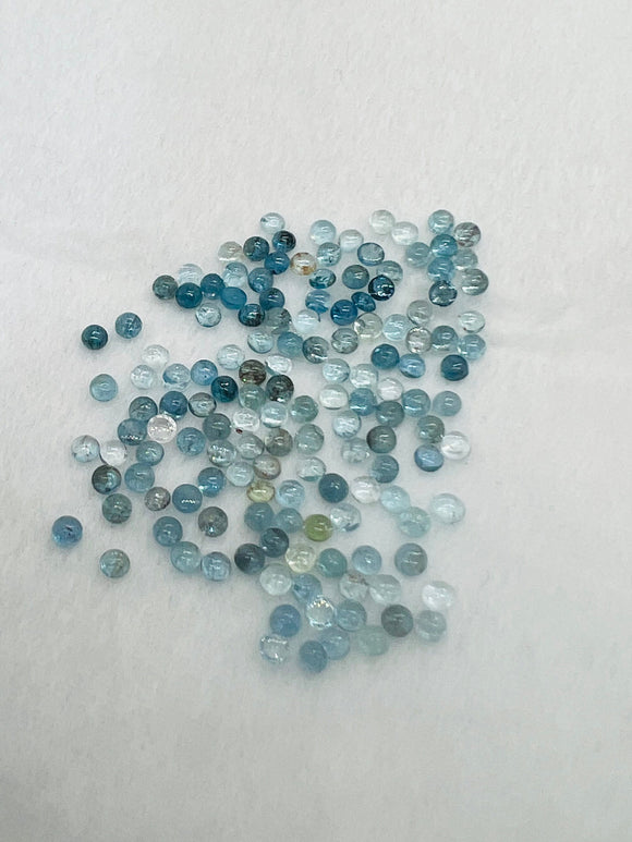 Aquamarine 3MM Round Cabs- Aquamarine cabochon Pack of 8 Pcs Good Quality cabs- Blue Aquamarine, origin Nigeria