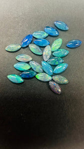 Australian Opal Marquise 5x10 mm Cabs, Pack of 2 Pieces -AAA Quality, Opal Triplet Cabochon - Australian Opal  Cabochon - Flat bottom.