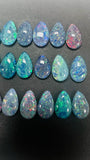 Australian Opal Pear Cabs 9x6 mm - Pack of 4 Pieces -AAA Quality, Opal Triplet Cabochon - Australian Opal Pear Cabochon, flat bottom