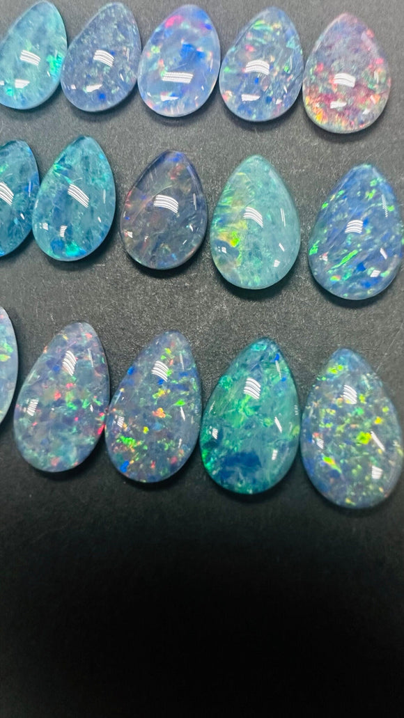 Australian Opal Pear Cabs 13x8 mm - Pack of 1 Pieces -AAA Quality, Opal Triplet Cabochon - Australian Opal Pear Cabochon, flat bottom