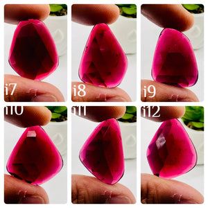 Garnet Rose Cut Fancy Shape • Code i7- i12 • Garnet Faceted Cut (Polki)  •  AAA Quality- Best for Jewelry making • One Side Cutting