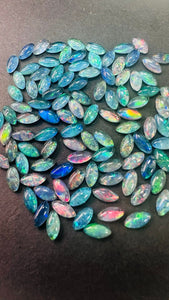 Australian Opal Marquise 3X6 / 4x8 mm Cabs -AAA Quality, Opal Triplet Cabochon - Australian Opal Cabochon, flat bottom.