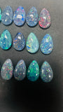 Australian Opal Pear Cabs 9x6 mm - Pack of 4 Pieces -AAA Quality, Opal Triplet Cabochon - Australian Opal Pear Cabochon, flat bottom