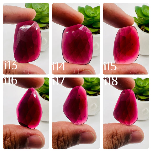 Garnet Rose Cut Fancy Shape • Code i13- i18 • Garnet Faceted Cut (Polki)  •  AAA Quality- Best for Jewelry making • One Side Cutting