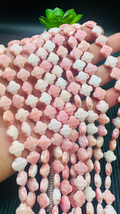 Queen Conch Shell Cross Flower Faceted Puff Beads  • 10 mm Size • Length 40 cm • AAA Quality • Natural Pink Queen Conch