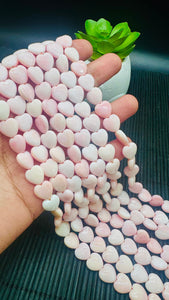 Queen Conch Shell Heart Beads • 10 mm Size • Length 40 cm • AAA Quality • Natural Pink Queen Conch Shell Beads