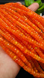 Orange Opal Faceted Roundel Beads - 16 Inch Strand- AAA Quality - Ethiopian opal Beads- Coated Color Beads