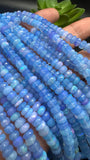 Lavender Blue Opal Faceted Roundel Beads - 16 Inch Strand- AAA Quality - Ethiopian opal Roundel, Dyed Color Opal