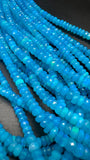 Blue Opal Faceted Roundel Beads - 16 Inch Strand- AAA Quality - Ethiopian opal Beads- Coated Color Beads