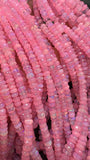 Baby Pink Opal Faceted Roundel Beads - 16 Inch Strand- AAA Quality - Ethiopian opal Beads- Coated Color Beads