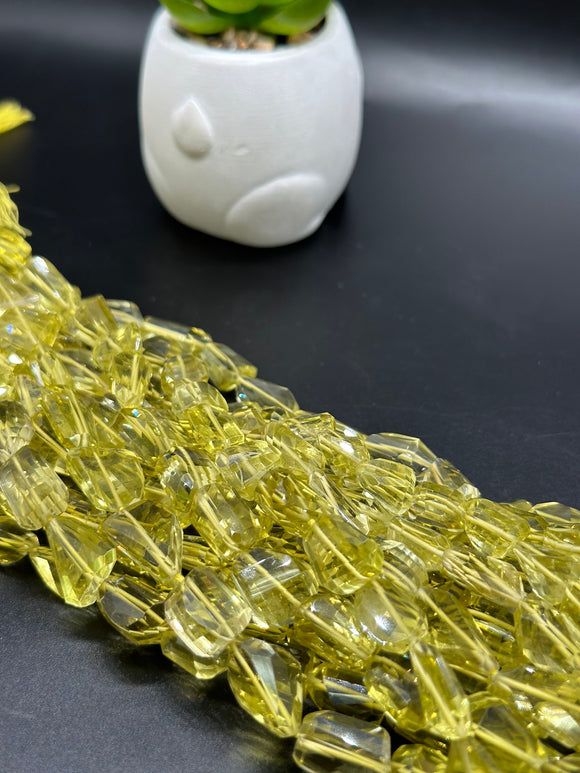 Lemon Quartz Faceted Nugget Beads  - Length of strand 10'' - AAAA Quality-  Lemon Quartz Beads