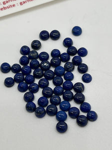 5mm Round Blue Lapis Lazuli Cabochon | Pack of 6 Pcs | AA Quality | Round Lapis Cabochons | 5mm Lapis Cabochons | Lapis Golden Pyrite