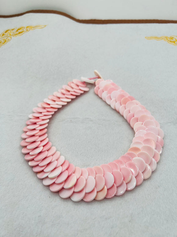 Queen Conch Shell Necklace,  AAA Quality • Natural Pink Queen Conch Shell Beads, Handmade Necklace, coin shape necklace 15mm size of coins.