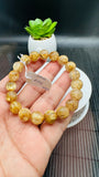 Golden Rutile Round Bracelet • 11 mm Size • Code B2 • 4A Quality • Natural Rutilated Quartz Bracelet