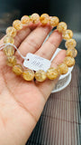 Golden Rutile Round Bracelet • 11 mm Size • Code B3 • 4A Quality • Natural Rutilated Quartz Bracelet