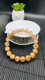 Golden Rutile Round Bracelet • 11 mm Size • Code B3 • 4A Quality • Natural Rutilated Quartz Bracelet