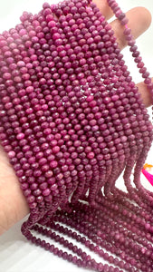 Ruby Faceted Roundel beads 4 mm Size - AAA Quality Beads - Length 40 cm - Natural Ruby Beads