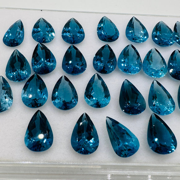 Blue Topaz Faceted Pear 7x10 mm - Pack of 1 Piece - AAA Quality - Loose gemstone - London Blue topaz Cut