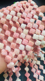 Queen Conch Shell Cross Flower Faceted Puff Beads  • 10 mm Size • Length 40 cm • AAA Quality • Natural Pink Queen Conch