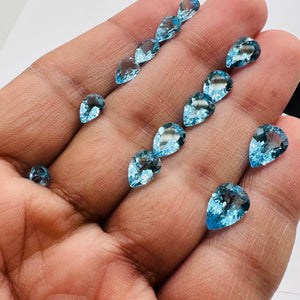 Swiss Blue Topaz faceted Pear 5X8 mm Size -  Pack of 2 Piece -  AAA Quality - Natural Swiss Blue Topaz