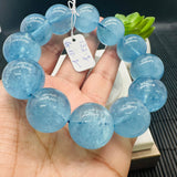 Aquamarine Round Bracelet • 20 mm Size • Code Z4  • 4A Quality • 7.5 Inch Length • Stretch Bracelet • Natural Aquamarine Bracelet