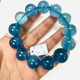 Aquamarine Round Bracelet •18 mm Size • Code Z7 • 5A Quality • 7.5 Inch Length • Stretch Bracelet • Natural Aquamarine Bracelet
