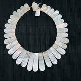 White MOP Necklace - 14-17x 25-55 mm Size - AAA Quality- Hand Braided Beads Pendant Necklace- MOP Necklace