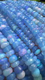 Lavender Blue Opal Faceted Roundel Beads - 16 Inch Strand- AAA Quality - Ethiopian opal Roundel, Dyed Color Opal