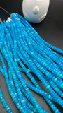 Blue Opal Faceted Roundel Beads - 16 Inch Strand- AAA Quality - Ethiopian opal Beads- Coated Color Beads