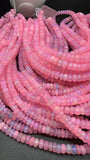 Baby Pink Opal Faceted Roundel Beads - 16 Inch Strand- AAA Quality - Ethiopian opal Beads- Coated Color Beads