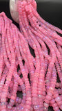 Baby Pink Opal Faceted Roundel Beads - 16 Inch Strand- AAA Quality - Ethiopian opal Beads- Coated Color Beads