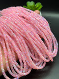 Baby Pink Opal Faceted Roundel Beads - 16 Inch Strand- AAA Quality - Ethiopian opal Beads- Coated Color Beads