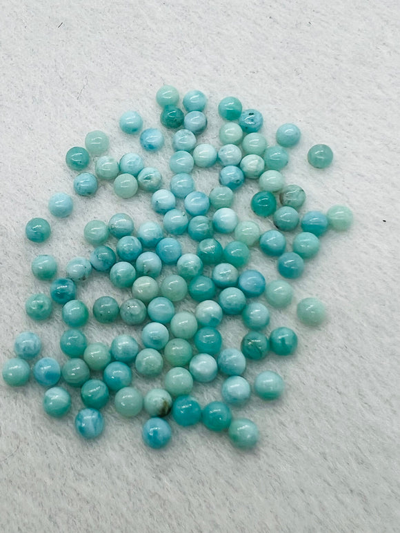 Larimar Cabochon 5mm Size • Pack of 5 Pcs • Natural Larimar Round Cabochon • Larimar Cabs • Origin Dominican Republic