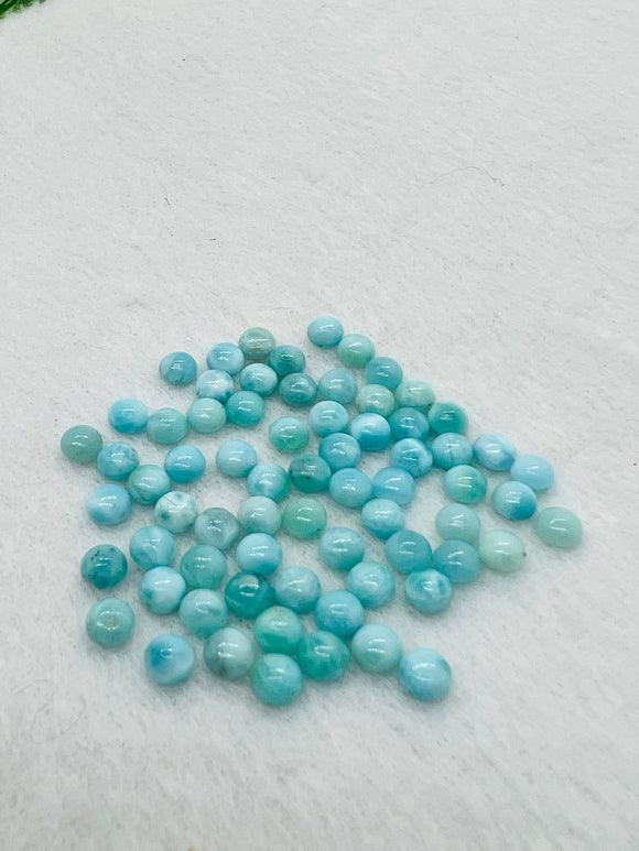 Larimar Cabochon 4mm Size • Pack of 6 Pcs • Natural Larimar Round Cabochon • Larimar Cabs • Origin Dominican Republic