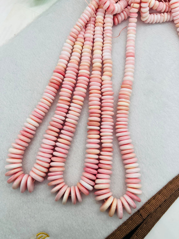 Queen Conch 6-15MM Shell Roundel Beads •  Graduate Size • Length 40 cm • AAA Quality • Natural Pink Queen Conch Shell Beads