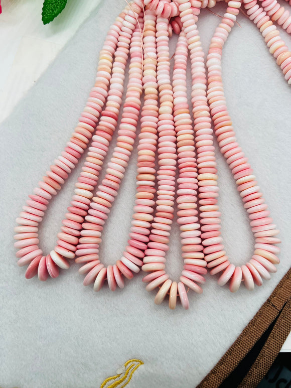 Queen Conch Shell Roundel Beads • 6 TO 14 mm Graduate Size • Length 40 cm • AAA Quality • Natural Pink Queen Conch Shell Beads