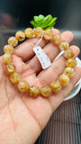 Golden Rutile Round Bracelet • 11 mm Size • Code B2 • 4A Quality • Natural Rutilated Quartz Bracelet
