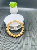 Golden Rutile Round Bracelet • 11 mm Size • Code B2 • 4A Quality • Natural Rutilated Quartz Bracelet