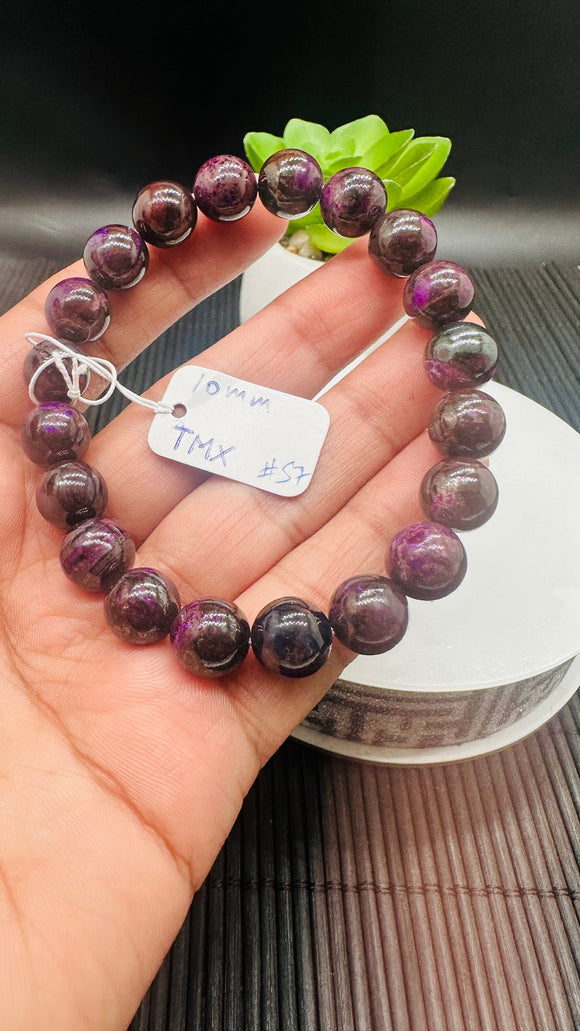 Sugulite Bracelet 10 mm Size • Code S7 • AAA Quality • Sugulite Round Bracelet 7.5 Inch Length • Natural Sugulite - Purple Color