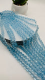 Swiss Blue Topaz Round Faceted Beads 6 mm Size - AAA Quality- Natural  Swiss Blue topaz Beads- length 10 Inches