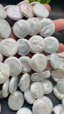 Pearl Coin Beads 20-22 mm Size - Length 16" - AAA Quality- Freshwater Pearl Tear drop beads