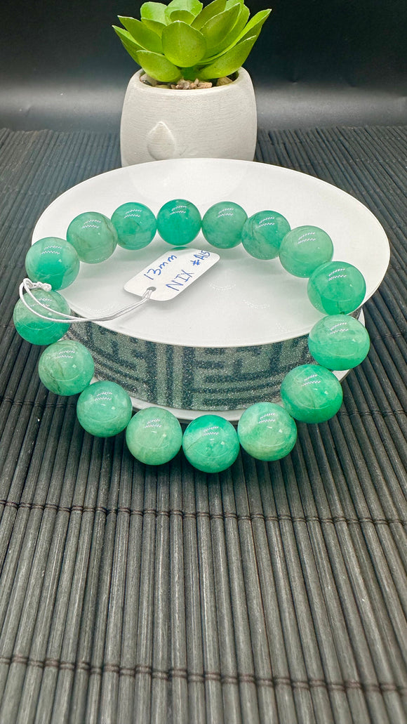 Emerald Round Bracelet - 13 mm Size - Code #A15   - Natural Emerald Bracelet - Length 7.5 Inch